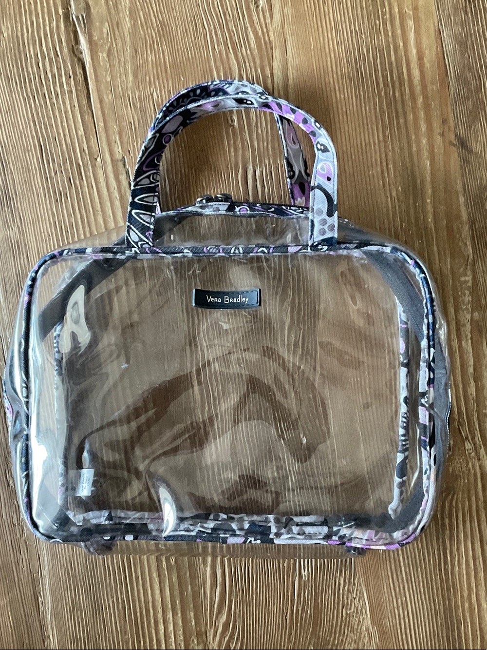 Vera Bradley Clear Cosmetic Case with Purple and Black Trim